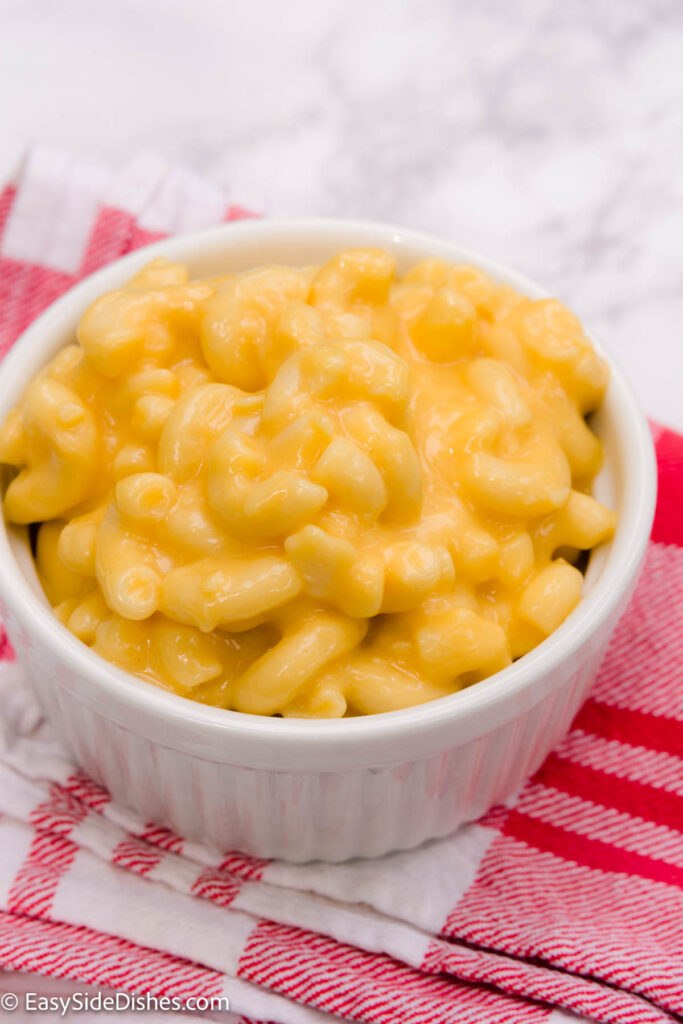 Macaroni and Cheese Side Dish in white bowl